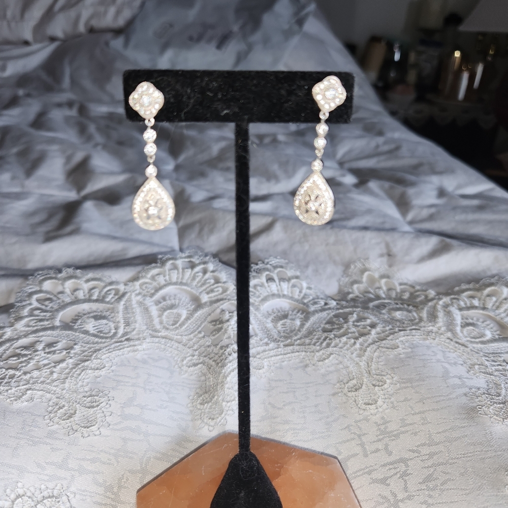 Women's Vintage 925 Dangle Earrings with Cubic Zirconia.